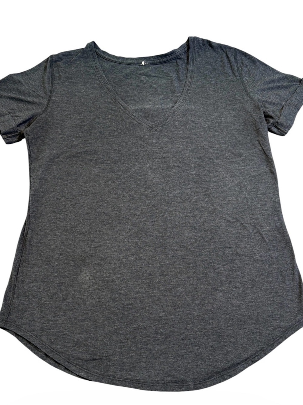 Lululemon Love Tee II V Neck Heathered Gray Short Sleeve Top Approx Sz 12 GUC